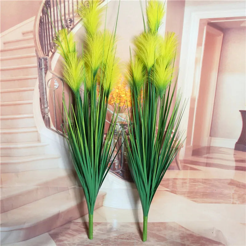 شجرة صناعية كبيرة من العشب الحريري البصل بارتفاع 93 سم و7 رؤوس، باقة قصب صناعية مزيفة، زهور زفاف بلاستيكية، نباتات خريفية للمنزل وحفلات الديكور